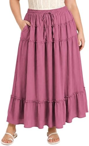 Ruffled tiered maxi skirt with lining