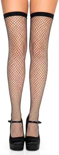 Sheer fishnet thigh highs, stay up