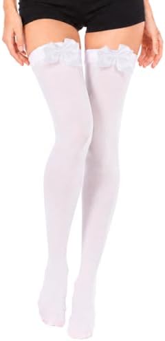 Sheer thigh highs with bows and silicone grip