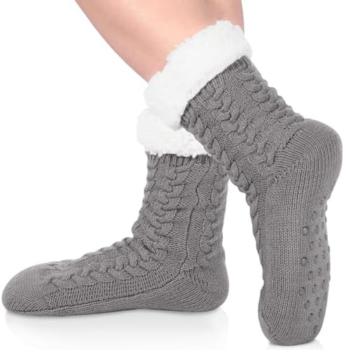Sherpa lined slipper socks with grip soles