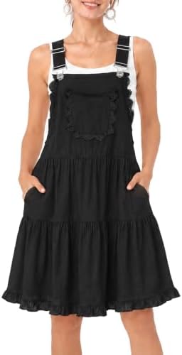 Short overall dress with lace trim