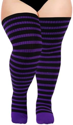 Striped cotton thigh highs