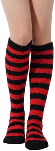 Striped plush knee high leg warmers