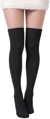 Terry knit thigh highs with ribbed cuff