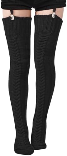 Thick cable knit winter thigh highs