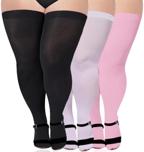 Three pair pack of sheer thigh highs