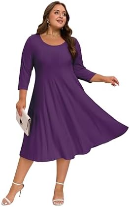 Three quarter sleeve midi dress with pockets