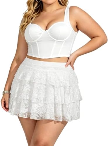 Three tier lace mini skirt