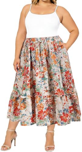 Tiered midi skirt with a drawstring waist