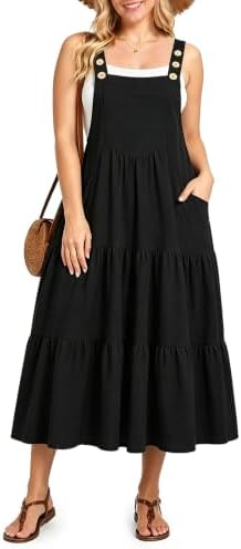 Tiered overall dress with chest pocket