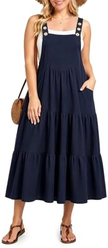 Tiered overall dress with pockets