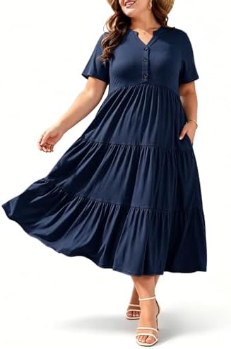 Tiered short sleeve maxi sundress