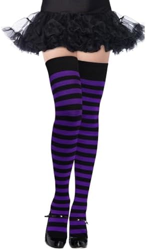 Two tone striped thigh highs